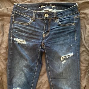 American Eagle Dark Blue Ripped Jeans Sz 2